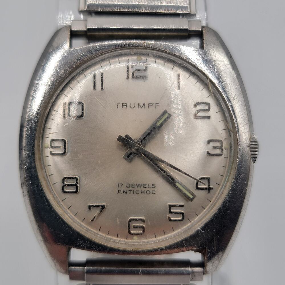 Vintage Rare Trumpf Manual Wind 17 Jewel Mens Watch Working Condition